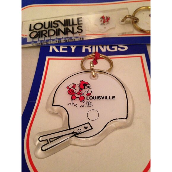 1990s Louisville Cardinals Giant 6" Pin-Back Button + 2 Acrylic Key Rings - Picture 3 of 4